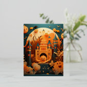 Cute Halloween Scène 3D Effect Ontwerp Folie Feestdagen Briefkaart (Staand Voorkant)