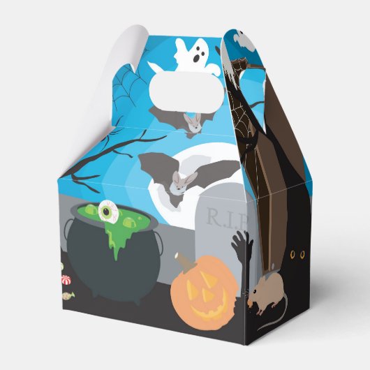 Cute Halloween Scene Kinder Halloween Party Bedankdoosjes (Achterkant)