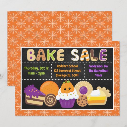 Cute Halloween School Bake Sale Kaart (Voorkant / Achterkant)