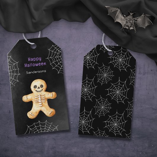 Cute Halloween Skelet Cookie Zwart Cadeaulabel