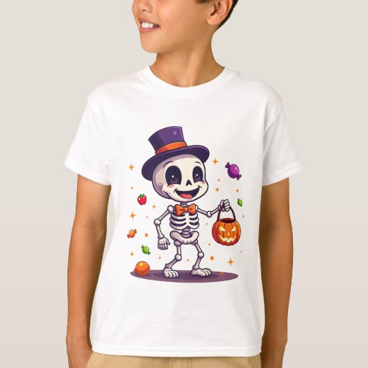 Cute halloween skeleton candy t-shirt design (Voorkant)