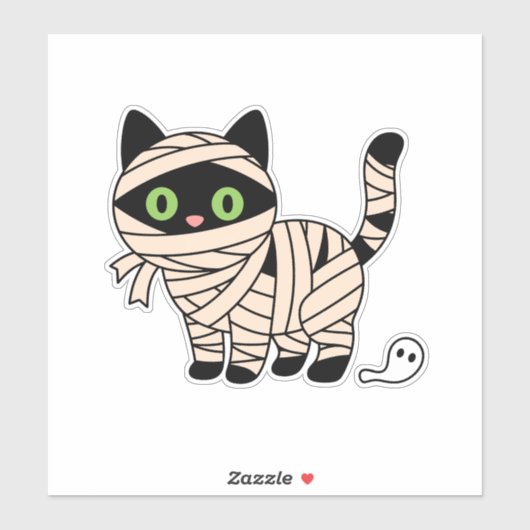 Cute Halloween Skeleton Cat Sticker (Vel)