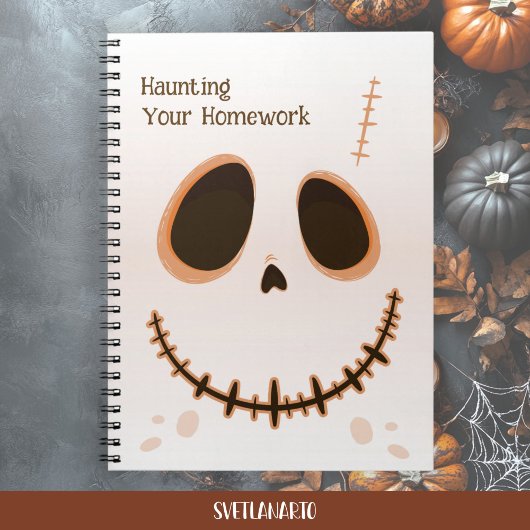 Cute Halloween Skull Face Spiral Notebook Notitieboek