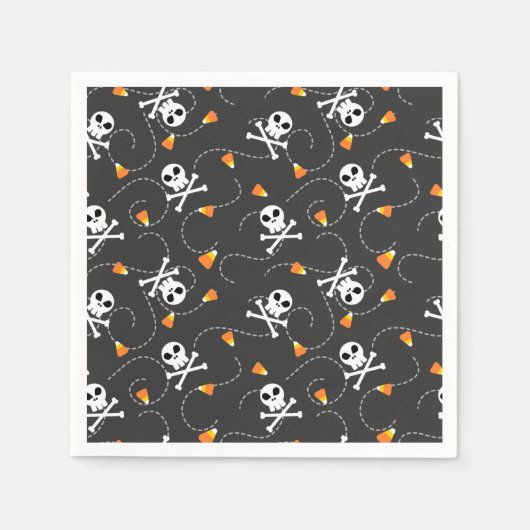 Cute Halloween Skulls en Candy Corn Servet (Voorkant)