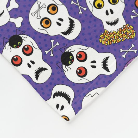 Cute Halloween Skulls op Paars Fleece Deken (Hoek)