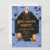 Cute Halloween Sloth 1 Party Kaart (Voorkant)