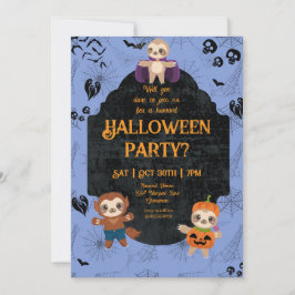 Cute Halloween Sloth 1 Party Kaart