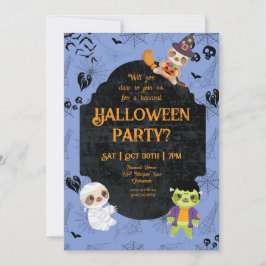 Cute Halloween Sloth 2 Party Kaart