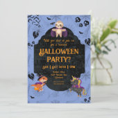 Cute Halloween Sloth, Dino, Unicorn Party Kaart (Staand voorkant)