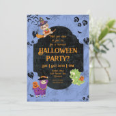 Cute Halloween Sloth, Llama, Dino Party Kaart (Staand voorkant)