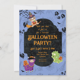 Cute Halloween Sloth, Llama, Dino Party Kaart