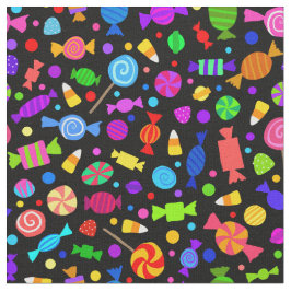 Cute Halloween snoep op zwart patroonweefsel Stof