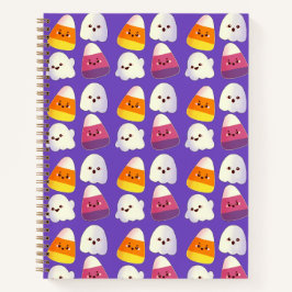 Cute Halloween Snoepjes En Geestenpatroon Notitieboek