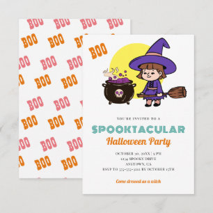 Cute Halloween Spelende Kinderen Heks Kostuum Fees Kaart
