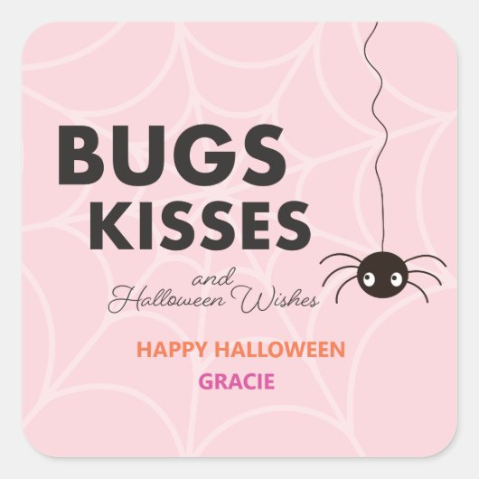 Cute Halloween Spider Gift | Roze avor Vierkante Sticker (Voorkant)