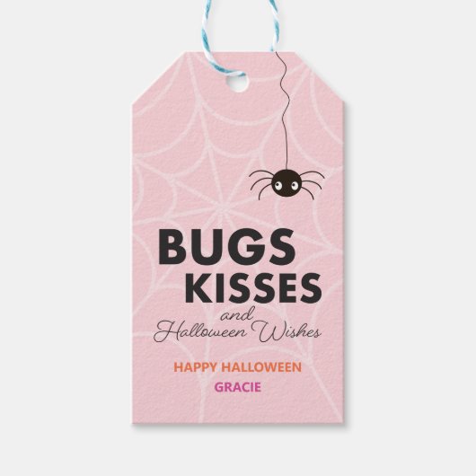 Cute Halloween Spider Gift | Roze Cadeaulabel (Voorkant)