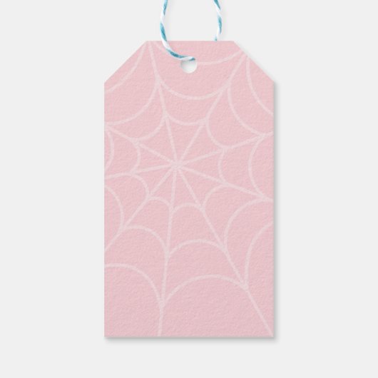 Cute Halloween Spider Gift | Roze Cadeaulabel (Achterkant)