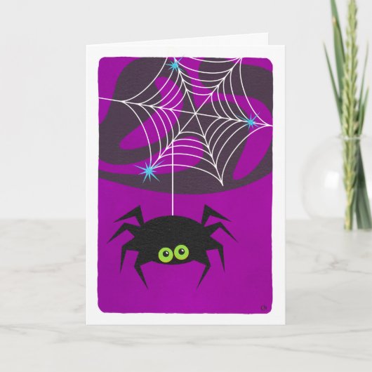 Cute Halloween Spider Paars Blank Kaart (Voorkant)