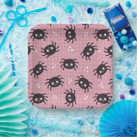 Cute Halloween Spider Pattern Papieren Bordje (Feest)