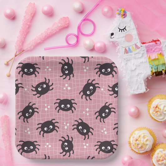 Cute Halloween Spider Pattern Papieren Bordje (Feest)