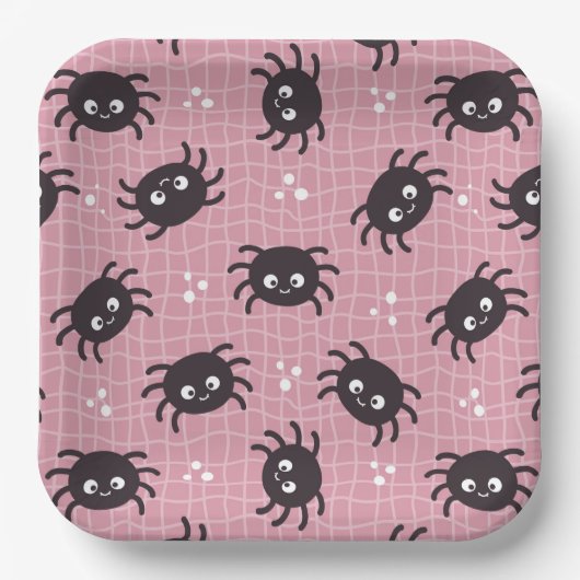 Cute Halloween Spider Pattern Papieren Bordje (Voorkant)