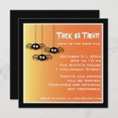 Cute Halloween Spiders Invitation Kaart (Voorkant / Achterkant)