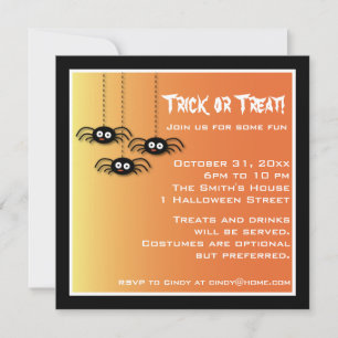 Cute Halloween Spiders Invitation Kaart