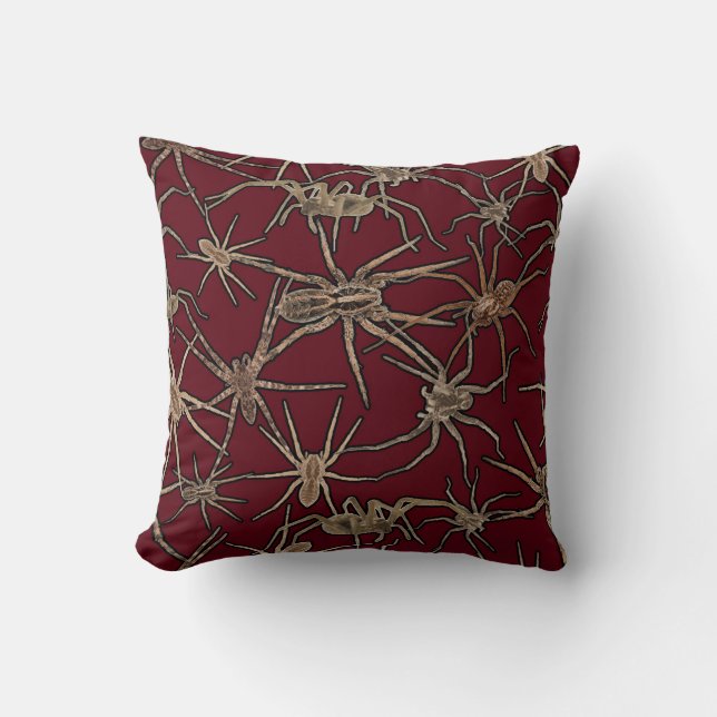 Cute Halloween Spiders on Blood Red Kussen (Voorkant)