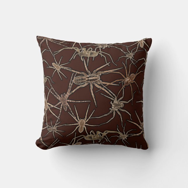 Cute Halloween Spiders on Chocolate Brown Kussen (Voorkant)
