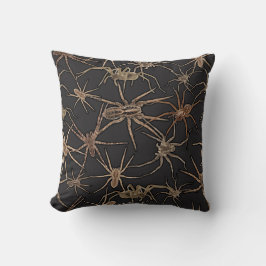 Cute Halloween Spiders on Midnight Black Kussen
