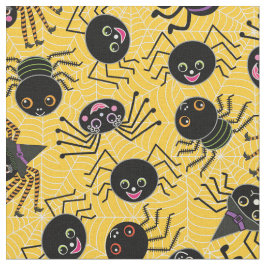 Cute Halloween Spiders Yellow Oranje Stof