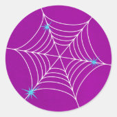 Cute Halloween Spiderweb Paars Ronde Sticker (Voorkant)