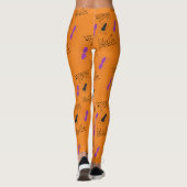 Cute Halloween Spin Doodle Paars Zwart Leggings (Achterkant)