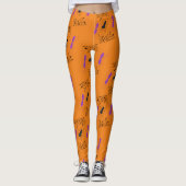 Cute Halloween Spin Doodle Paars Zwart Leggings (Voorkant)