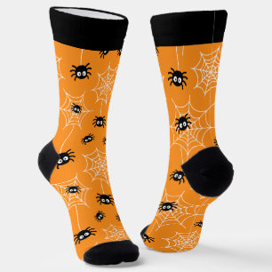 Cute Halloween-spinne- en web-sokken met naam Sokken