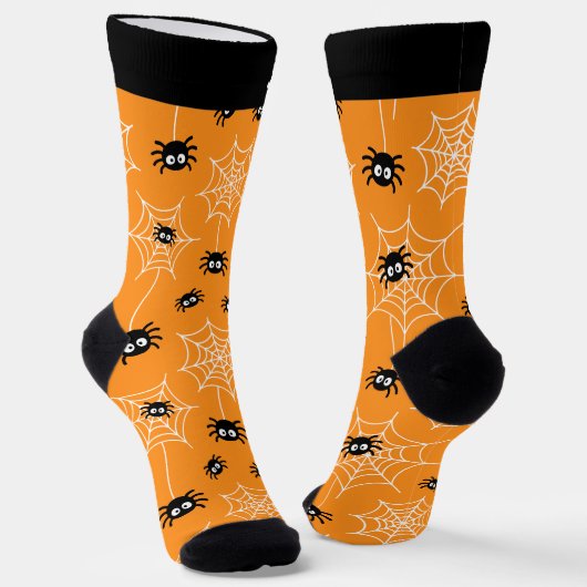 Cute Halloween-spinne- en web-sokken met naam Sokken (Gebogen)