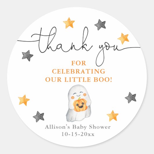 Cute Halloween spookpompoen baby shower Ronde Sticker (Voorkant)