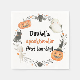 Cute Halloween Spooktacular Birthday Decor Napkins Servet