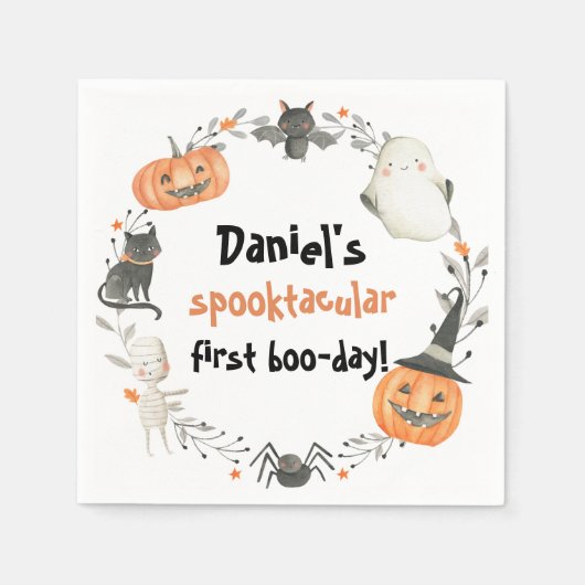 Cute Halloween Spooktacular Birthday Decor Napkins Servet (Voorkant)