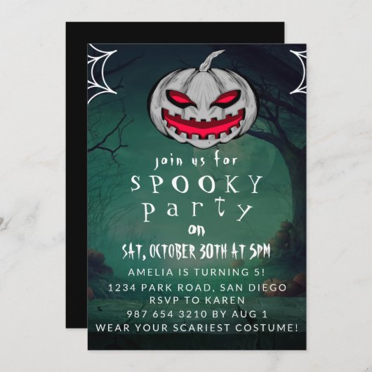 Cute Halloween, Spooky Party Kaart (Voorkant / Achterkant)