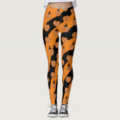 Cute Halloween Stripe Pumpkins Black Sinaasappel Leggings (Voorkant)