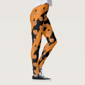 Cute Halloween Stripe Pumpkins Black Sinaasappel Leggings (Rechts)