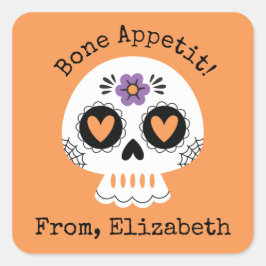 Cute Halloween Sugar Skull Square Sticker