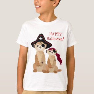 Cute Halloween T-shirt: Meerkats in Pirate Outfits T-shirt