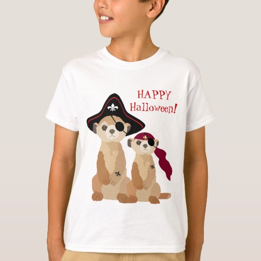 Cute Halloween T-shirt: Meerkats in Pirate Outfits T-shirt (Voorkant)