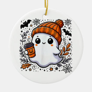 Cute Halloween T-shirt voor vrouwen Halloween Gees Keramisch Ornament