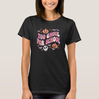 Cute Halloween Teacher School Ghouls Groovy Trick T-shirt