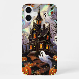Cute Halloween telefoonhoesje spookhuis iPhone 16 Plus Hoesje