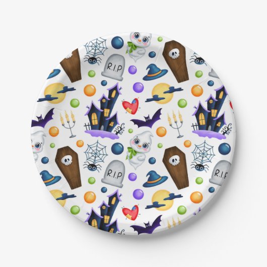 Cute Halloween Theme Papieren Bordje (Voorkant)