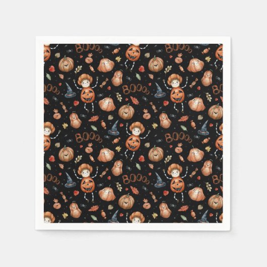 Cute Halloween Theme Pumpkins and Boos Servet (Voorkant)